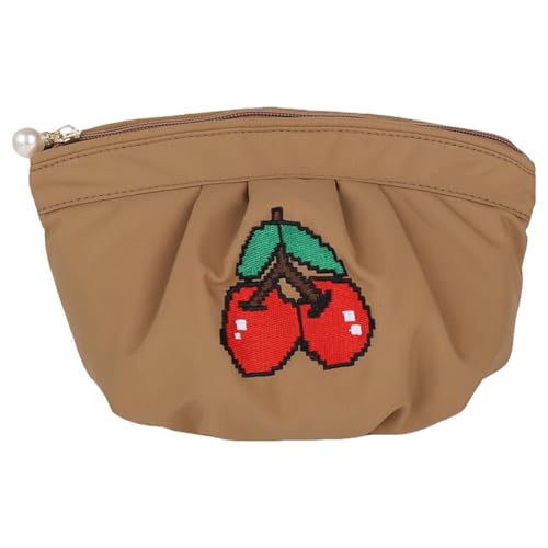 AMZLORD Kleine Make-up-Tasche, Kirschen-Stickerei, Reise-Kosmetiktasche mit Reißverschluss, Make-up-Tasche, Make-up-Organizer, Geschenk for Frauen von AMZLORD