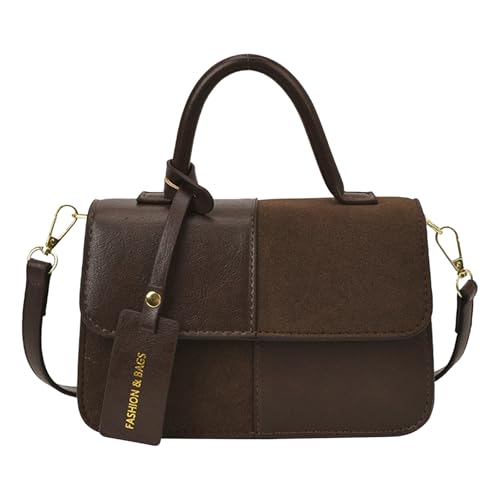 AMZLORD Kleine quadratische Umhängetasche mit Reißverschluss for Frauen Mädchen Arbeitsschule (Kaffee) von AMZLORD