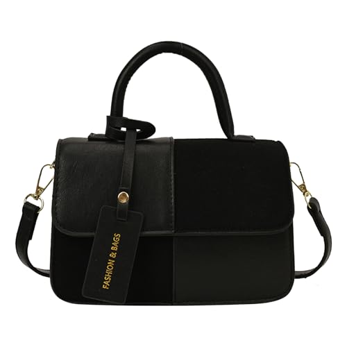 AMZLORD Kleine quadratische Umhängetasche mit Reißverschluss for Frauen Mädchen Arbeitsschule (schwarz) von AMZLORD