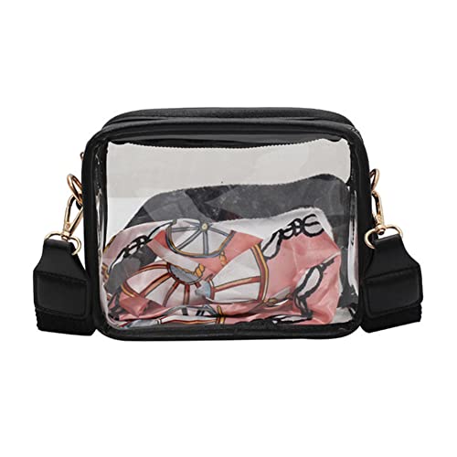 AMZLORD Kulturbeutel Transparent Durchsichtige Kosmetiktasche, Klare Rucksack Stadion Zugelassen Kosmetikbeutel Kulturtasche Transparent mit Seidenschal for Frauen Männer, Schwarz von AMZLORD