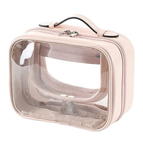 AMZLORD Kulturtasche Transparent, Kosmetiktasche Durichtig, wasserdichte PVC se Waschtaschen, Transparenter Doppellagi Makeup Taschen, für Falie, Männer un Frauen (Rose) von AMZLORD