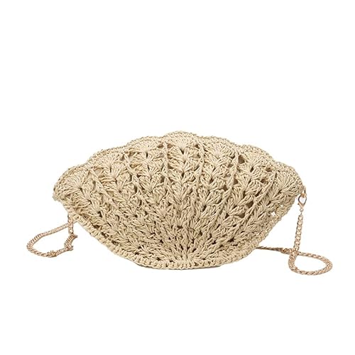 AMZLORD Ladies Elegantes Muschelbeutel Wellige Häkelbeutel handgewebte Umhängetasche (Beige) von AMZLORD