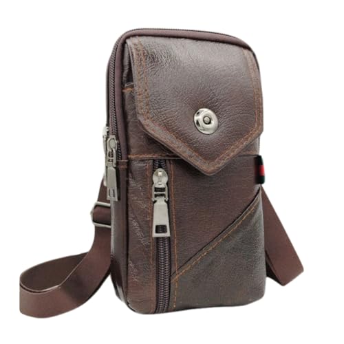 AMZLORD Männer stilvolle Crossbody Bag wasserdichte Leder Vintage Taille Beutel Leichtes Münzhelfe Telefon Geldbörse Männlicher Reisen Außenbeutel von AMZLORD