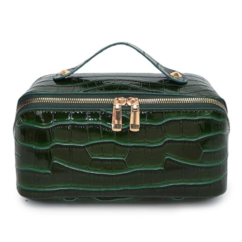 AMZLORD Makeup Tasche aus PU Leder Reise Kulturbeutel Make up Organizer mit Mehreren Fächern und Griff Hautpflege Haltertasche Damen Kosmetik Handtasche von AMZLORD