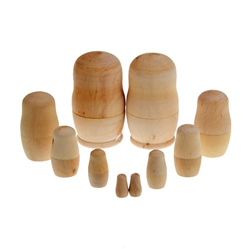 AMZLORD Matroschka-Puppen | Matroschka-Puppenset aus natürlichem Holz, traditionelle Heimdekoration, Stapelspielzeug aus handgefertigte Spielzeuge, niedliches Geschenk (5-schicht, Unbemalt) von AMZLORD