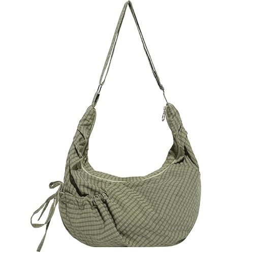 AMZLORD Mode Nylon Plaid -Umhängetasche for die Arbeitsschule Einkaufsreise College (grün) von AMZLORD