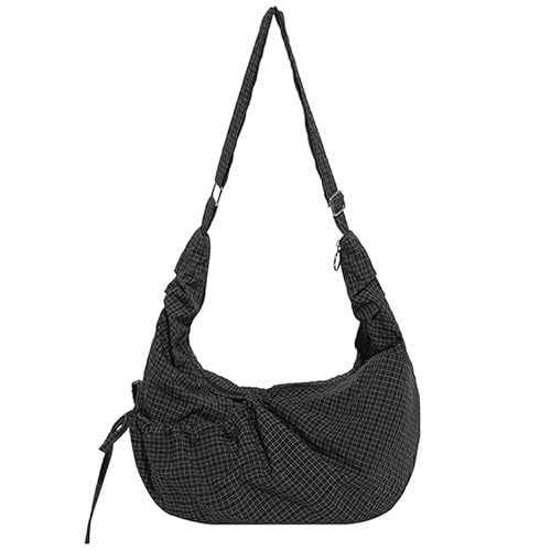 AMZLORD Mode Nylon Plaid -Umhängetasche for die Arbeitsschule Einkaufsreise College (schwarz) von AMZLORD