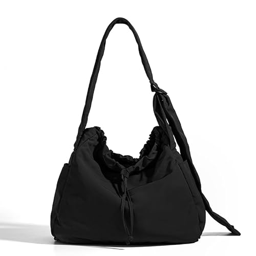 AMZLORD Nylon Hobo Bag Casual Recond Bag Draw String -Tasche for Frauen Arbeitsreisen (schwarz) von AMZLORD