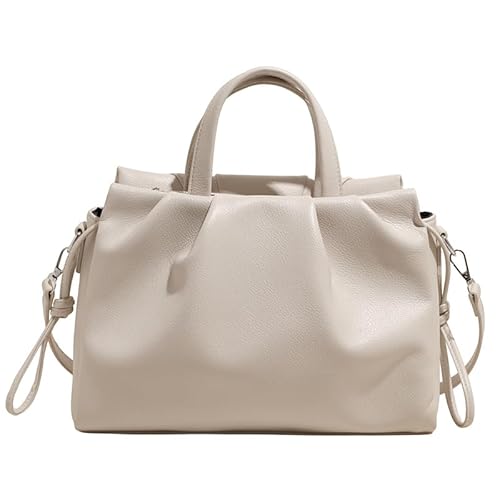 AMZLORD PU Leder Large Umhängetasche stilvoller Falten -Slling -Taschen Pendelhandtasche (Beige) von AMZLORD