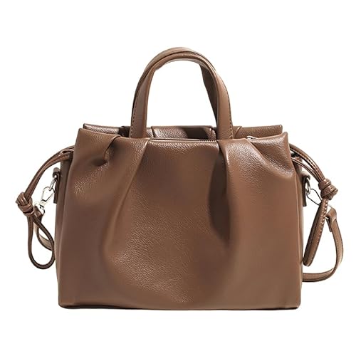 AMZLORD PU Leder Large Umhängetasche stilvoller Falten -Slling -Taschen Pendelhandtasche (braun) von AMZLORD