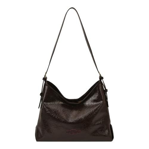 AMZLORD PU Leder -Umhängetasche mit verstellbarem Riemen for die Schularbeit täglich Gebrauch (Kaffee) von AMZLORD