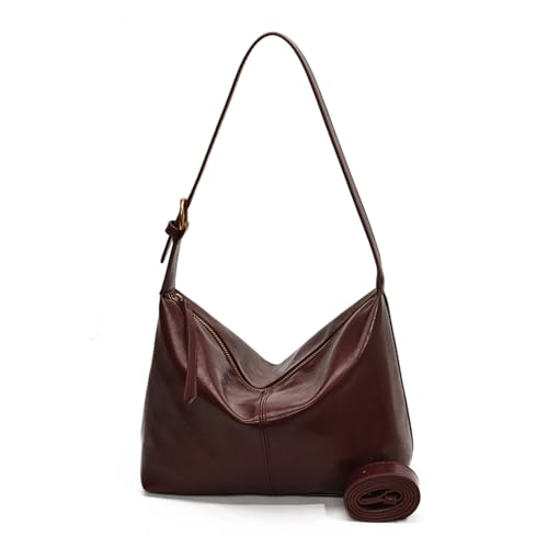 AMZLORD PU -Leder -Umhängetaschen mit Reißverschluss Casual Crossbody -Tasche for Mädchen (Weinrot) von AMZLORD