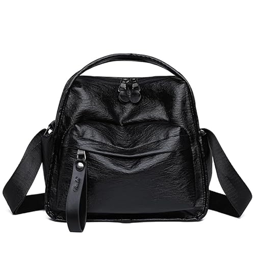 AMZLORD PU -Tasche Handtasche Reißverschluss Crossbody Tasche Reisen Einkaufs Rucksack for Frauen (schwarz) von AMZLORD