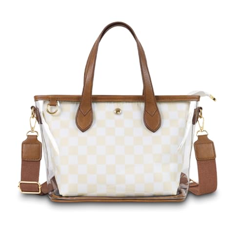 AMZLORD Plaid -Umhängetasche mit verstellbarem Riemen for die Schulreise täglich (Beige) von AMZLORD