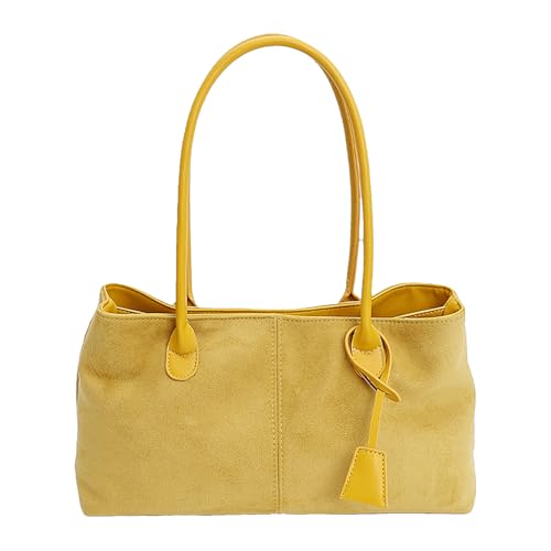 AMZLORD Retro Wildleder -Einkaufsbeutel großer Gürtel -Achselhöhlenbeutel for Frauen täglich (gelb) von AMZLORD