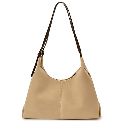 AMZLORD Retro Wildleder Hobo -Bag PU -Umhängetasche Feste Farbe groß for Frauen (Beige) von AMZLORD