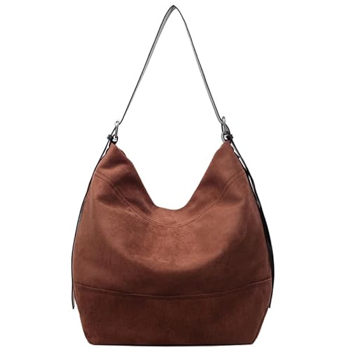 AMZLORD Retro Wildleder Umhängetasche Feste Farbtasche Handtasche Tasche for Frauen (Kaffee) von AMZLORD