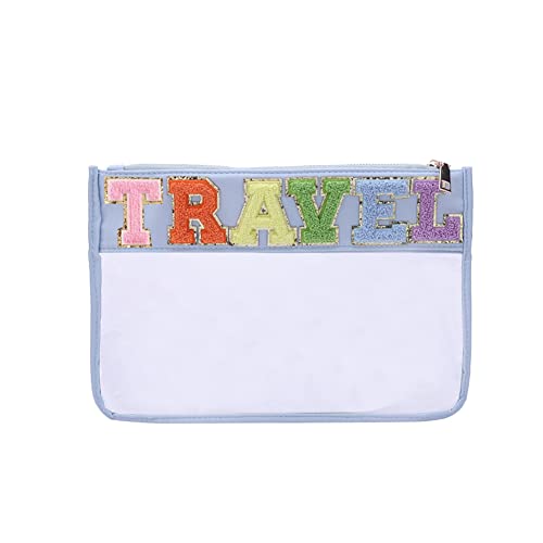 AMZLORD Transparent Wasserdicht Kosmetiktasche, Transparenter Tragbarer Reise-Kulturbeutel, Mehrere Farben Make-up-Organizer mit Reißverschluss for Urlaub, Reisen, Bad (Blau-Reise) von AMZLORD