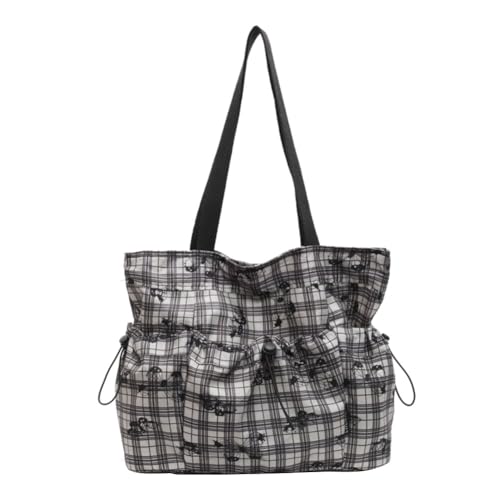 AMZLORD Trendige Schulterhandtasche mit Griff Blumendruck Einkaufstasche for Frauen Mädchen (schwarz) von AMZLORD