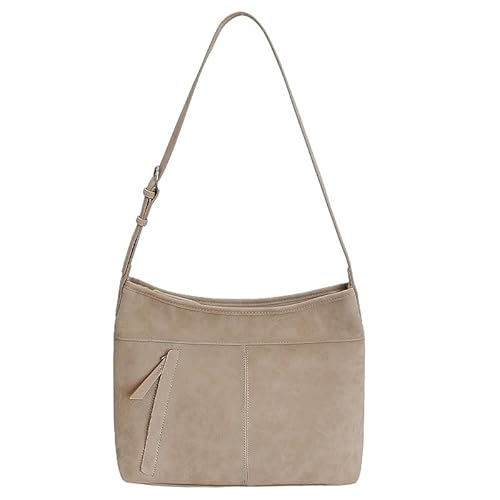 AMZLORD Vintage -Einkaufstasche PU -Umhängetasche mit Reißverschluss Carryall -Tasche for Frauen Mädchen (Khaki) von AMZLORD