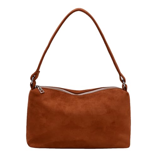 AMZLORD Wildleder Quadratbeutel Retro -Umhängetasche Einfacher Unterarmbeutel Pendelhandtasche (braun) von AMZLORD