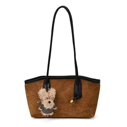 AMZLORD Wildleder-Umhängetasche Top-Griff Handtasche Trendige Schulterhandtaschen for Frauen (braun) von AMZLORD