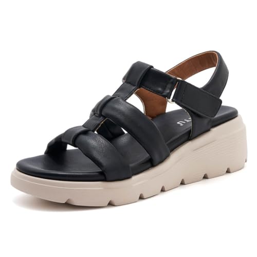 AMZLORD Women Wedge Sandals Open Toe Sandals Leicht for Sommerstrand (schwarz 41) von AMZLORD
