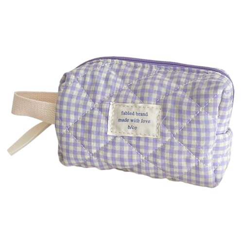 AMZLORD große Kapazität Baumwoll Make -up Pinsel Aufbewahrung Beutel Frauen Plaid Kosmetiktasche Mode Sweet Organizer Beutel Weiche Stoff Reisen Toilettenbeutel Praktische Tasche von AMZLORD