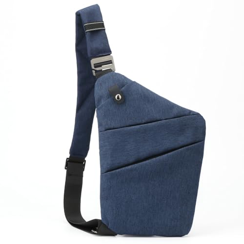 Anti-Dieb-Brusttasche, multifunktionale Herren-Umhängetasche, Nylon, tragbar for Reisen (linke Schulter, dunkelblau) von AMZLORD