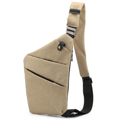 Anti-Dieb-Brusttasche, multifunktionale Herren-Umhängetasche, Nylon, tragbar for Reisen (rechte Schulter Khaki) von AMZLORD