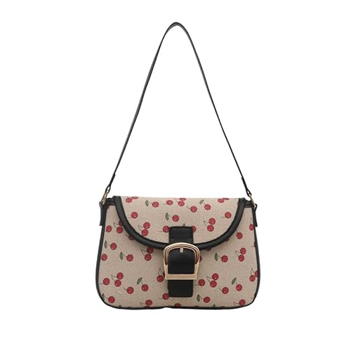 Cherry Print Crossbody Bag Fashion Schulterhandtasche for Mädchen Frauen (schwarz) von AMZLORD