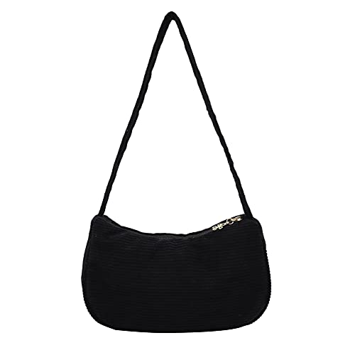 Fashion Damen Casual Cord Solid Color Small Shoulder Unterarm Taschen Purse, Schwarz von AMZLORD