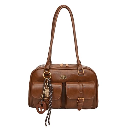 Retro Solid Color Lederhandtasche mit mehreren Taschen zum täglichen Gebrauch (braun) von AMZLORD