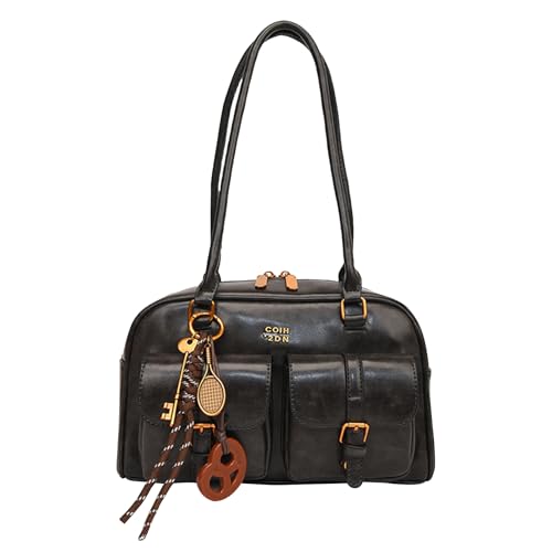 Retro Solid Color Lederhandtasche mit mehreren Taschen zum täglichen Gebrauch (schwarz) von AMZLORD