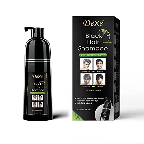 Instant Black Hair Shampoo, Haarfärbeshampoo für Männer & Frauen- Einfach zu benutzen -100% Grauabdeckung- Einfach & schnell - Hält 30 Tage 3 in 1 Schwarzes Haarfärbemittel (Flaschen) von AMZSEA