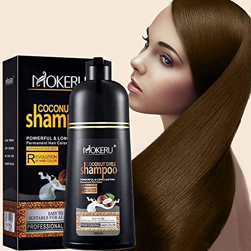 Hellbraunes Hair Shampoo für graues Haar - Herbal Shampoo 3 in 1 für Frauen & Männer, Hair Dye Einfach zu verwenden & lang anhaltende schwarze Shampoo (Light Brown) von AMZSEA