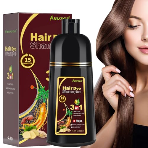 Instant Hair Shampoo Haarfarbe Shampoo für graues Haar,Natürliche schwarze Haarfarbe Shampoo 3 in 1 für Männer & Frauen,Lang anhaltende schwarze Shampoo Farben (Chestnut) von AMZSEA