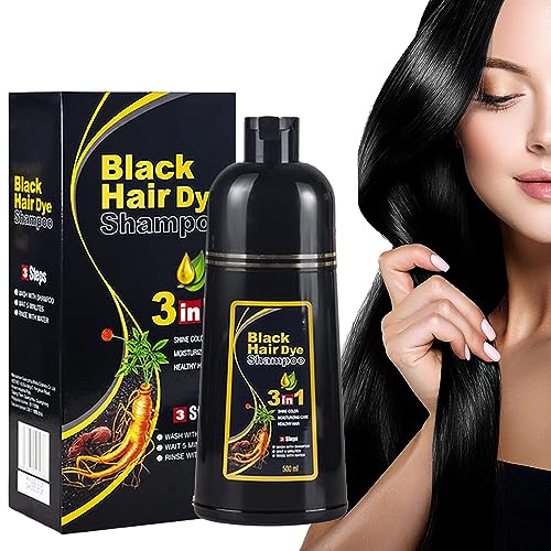 Instant Hair Shampoo Haarfarbe Shampoo für graues Haar,Natürliche schwarze Haarfarbe Shampoo 3 in 1 für Männer & Frauen,Lang anhaltende schwarze Shampoo Farben (Natural Black) von AMZSEA