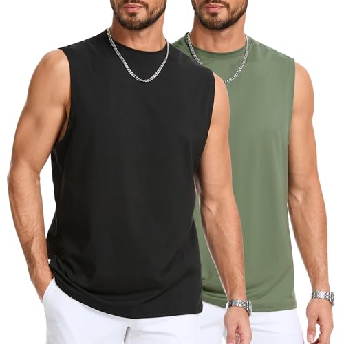 AMZSPORT 2er Pack Tank Top Herren Armelloses Muskelshirt Sport Unterhemd für Männer Fitness Gym Bodybuilding Workout Training Shirt Schwarz Grün L AMZSPORT 2er Pack Tank Top Herren Armelloses Muskelshirt Sport Unterhemd für Männer Fitness Gym Bodybuilding Workout Training Shirt Schwarz Grün L von AMZSPORT