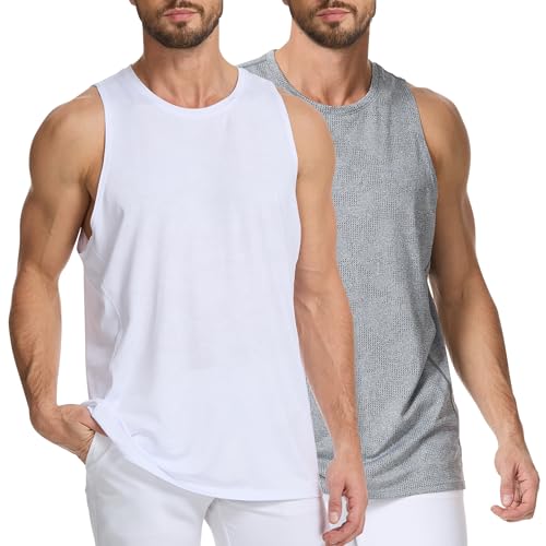 AMZSPORT 2er Pack Tank Top Herren Armelloses Muskelshirt Sport Unterhemd für Männer Fitness Gym Bodybuilding Workout Training Shirt Weiß Grau XXL AMZSPORT 2er Pack Tank Top Herren Armelloses Muskelshirt Sport Unterhemd für Männer Fitness Gym Bodybuilding Workout Training Shirt Weiß Grau XXL von AMZSPORT
