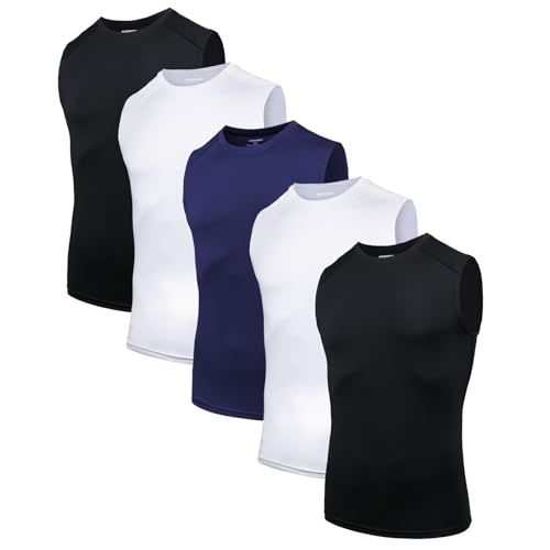 AMZSPORT 5er Pack Herren Tank Top Atmungsaktiv Kompressionsshirt Funktionsshirt Laufshirt Ärmelloses Unterhemd für Sport, Gym, Fitness und Running Schwarz Weiß Marine Blau XL AMZSPORT 5er Pack Herren Tank Top Atmungsaktiv Kompressionsshirt Funktionsshirt Laufshirt Ärmelloses Unterhemd für Sport, Gym, Fitness und Running Schwarz Weiß Marine Blau XL von AMZSPORT