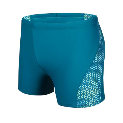 AMZSPORT Badehose Herren Kurz Schwimmhose Eng Wassersport Badeshorts mit Tunnelzug, Blaugrün XXL von AMZSPORT
