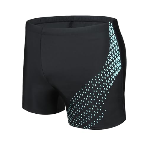 AMZSPORT Badehose Herren Kurz Schwimmhose Eng Wassersport Badeshorts mit Tunnelzug, Schwarz S von AMZSPORT