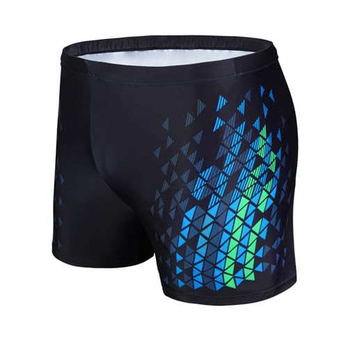 AMZSPORT Badehose Herren Kurz Schwimmhose Eng Wassersport Badeshorts mit Tunnelzug, Schwarzblau M von AMZSPORT