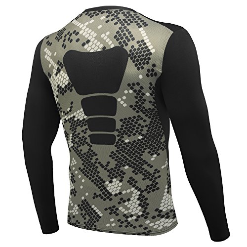 AMZSPORT Herren Kompressions-Shirt langärmlig Funktionsshirts BaseLayer Langarm Tarnung Serie,Mehrfarbig, XXL von AMZSPORT