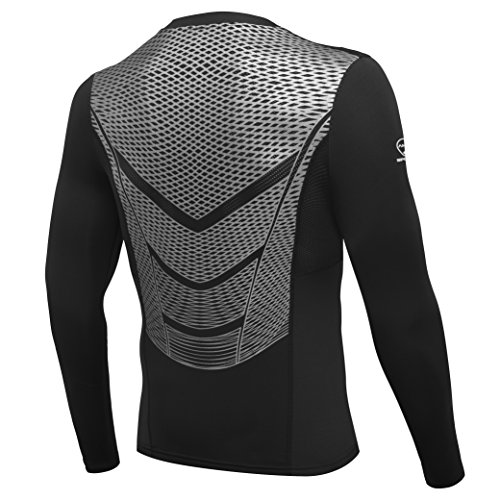 AMZSPORT Herren Kompressions-Shirt langärmlig Funktionsshirts Baselayer Langarm Silber Size m von AMZSPORT