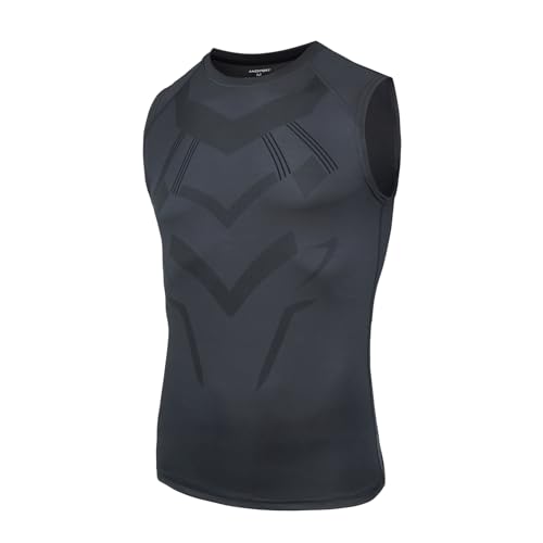 AMZSPORT Herren Kompressions-Tanktop Ärmellos Funktionsshirts Baselayer Unterhemd Grau XXL von AMZSPORT