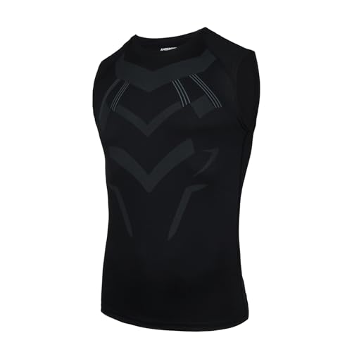 AMZSPORT Herren Kompressions-Tanktop Ärmellos Funktionsshirts Baselayer Unterhemd Schwarz XXL von AMZSPORT