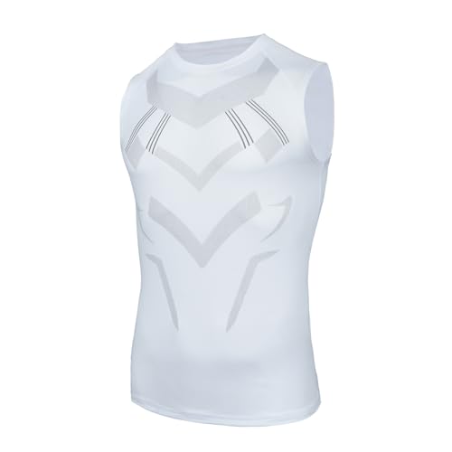 AMZSPORT Herren Kompressions-Tanktop Ärmellos Funktionsshirts Baselayer Unterhemd Weiß XXL von AMZSPORT