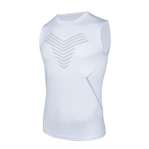 AMZSPORT Herren Kompressions-Tanktop Ärmellos Funktionsshirts Baselayer Unterhemd Weiß XXL von AMZSPORT